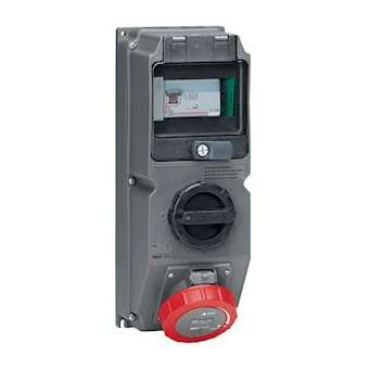 Coffret monoprise Hypra IP66/67-55 -prise 3P+T 32A 380-415V~ + inter + disj diff|Legrand-LEG059657