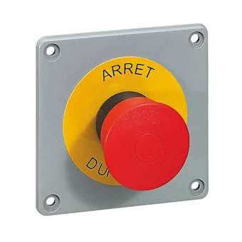 Bouton d'arrêt d'urgence Osmoz pour coffret P17 - plastron pré-percé|Legrand-LEG057740