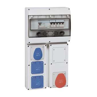 Coffret 4 prises P17 IP44 - 1 prise 3P+T 380-415V~ + disj. + interrupteur diff|Legrand-LEG058935