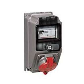 Coffret monoprise Hypra IP44 - prise 3P+T 16A 380V~ à 415V~ + disjoncteur diff|Legrand-LEG059214