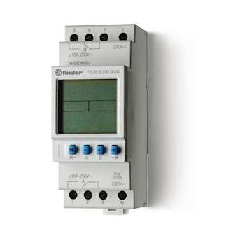 Horloge astro hebdo digitale 2 inv 16A 230V clé de programmation et réserve|Finder-FID129282300090