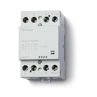 Contacteur modul 3NO+1NC 40A 230VAC/DC,AgSnO2,indicateur méca,contact miroir|Finder-FID224402304717PAS