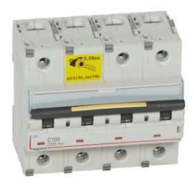Disjoncteur DX³10000 16kA arrivée haut/départ bas vis 4P 100A courbe C - 6 mod|Legrand-LEG409363