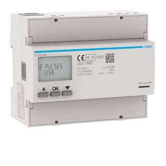 3 Phase kWhmeter direct 125A 6M S0 MID|Hager-HAGECP310D