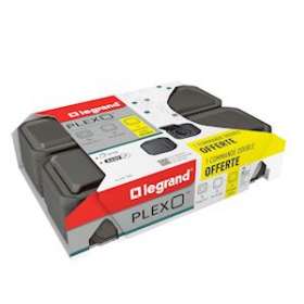 Lot de 3 prises + 2 va-et-vient + commande double Plexo saillie - anthracite|Legrand-LEG069798L