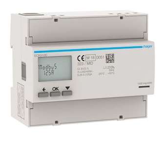 3 Phase kWhmeter direct 125A 6M MODBUS MID|Hager-HAGECR310D