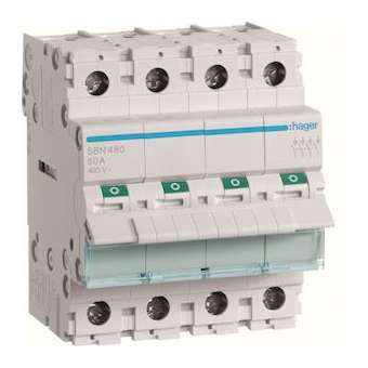 Interrupteur modulaire 4 pôles 80A|Hager-HAGSBN480