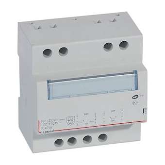 Transformateur de sécurité 230V vers 12V ou 24V - 40VA - 5 modules|Legrand-LEG413097