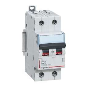 Disjoncteur DX³6000 10kA arrivée haute/départ bas vis 2P 20A courbe C - 2 mod|Legrand-LEG407785