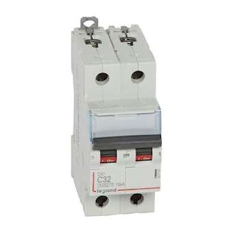 Disjoncteur DX³6000 10kA arrivée haute/départ bas vis 2P 32A courbe C - 2 mod|Legrand-LEG407787