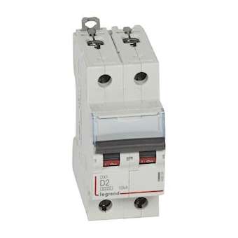 Disjoncteur DX³6000 10kA arrivée haut/départ bas vis 2P 2A courbe D - 2 modules|Legrand-LEG408009