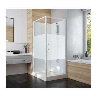 CABINE IZIGLASS2 PIVOTANTE 80X80 MIT.MECANIQUE VERRE SERIGRAPHIE|Leda-LD1L11IZP00801M