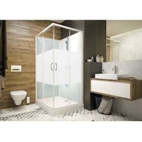 CABINE IZIGLASS2 COULISSANTE ANGLE 80X80 MIT.MECANIQUE VERRE SERIGRAPHIE|Leda-LD1L11IZC00801M