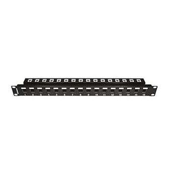 Panneau basic à équiper métal 16 ports monobloc 1U noir|Gigamedia-GGMPANV16PMKB