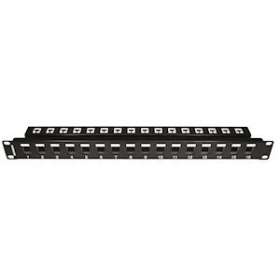 Panneau basic à équiper métal 16 ports monobloc 1U noir|Gigamedia-GGMPANV16PMKB