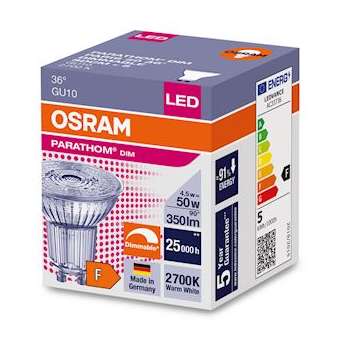 OSRAM LED PARATHOM DIM PAR16 50 927 GU10 36DEG 4,5W 350lm|Ledvance-OSR608337
