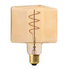 Lampe déco CUBE E27 LED 3,5W 2200K 190lm, Cl.énerg.G, 25000H, dimmable, ambrée|Aric-ARI20111