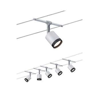 Système Câble TubeLED 5x4W Blanc/Noir/ Chrome 230/12V Synthétique|Paulmann-PUA3981