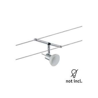 Système Câble Spots Sheela max, 1x10W GU5,3 Chrome mat/Opale 12V Métal/Verre|Paulmann-PUA94131