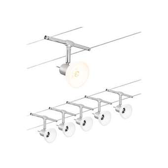 Système Câble Set Sheela max 5x10W GU5,3 Chr/Opale 230/12V 60VA Mét/Verre|Paulmann-PUA94136