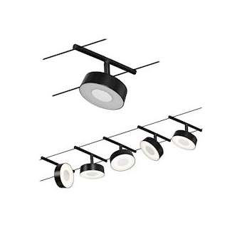 Système câble DC Circle 5x'W Noir mat /Chrome 230V/12V DC 60VAMetal/Plast 3000K|Paulmann-PUA94479