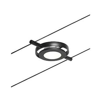 Système câble Spot RoundMac 1x'W Noir mat/Chrome 12V DC Plastique/Metal 3000K|Paulmann-PUA94419