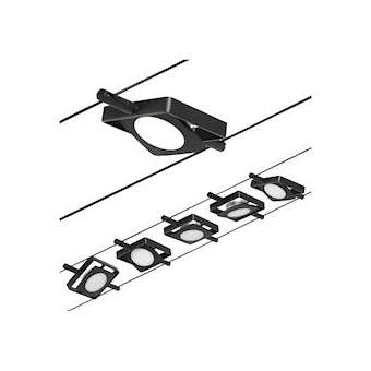 Système câble Set MacLED 5x'W Noir mat/Chrome 12V DC 60VA Plastique/Metal 3000K|Paulmann-PUA94424