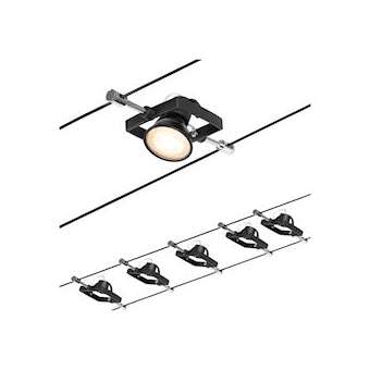Kit Câble MacII max5x10W GU5,3 Noir mat/Chrome 12V CC 60VA plastique/Métal|Paulmann-PUA94434