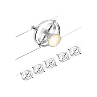 Kit Câble Cardan max5x10W GU5,3 Chrome mat/Chrome 12V CC 60VA plastique/Métal|Paulmann-PUA94436