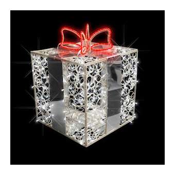 HONORÉ-Cadeau 3D- H1,12 x L0.89m LED blanc froid /rouge - pétillant -230V|Festilight-FEH46100MIL-2P0