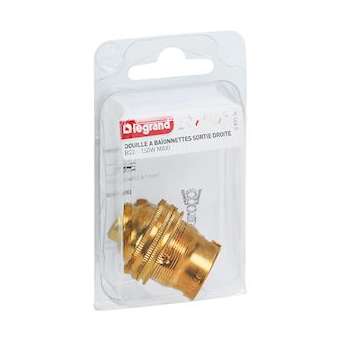 Douille pour ampoule B22 avec bague - sortie de câble droite - laiton|Legrand-LEG097100
