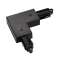 Connecteur d'angle pour rail 1 allumage 16A max, noir, terre intérieure