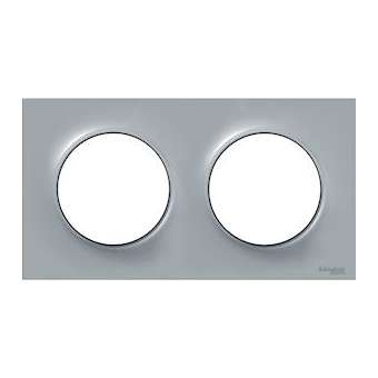 Odace Styl plaque Gris 2 postes horizontaux ou verticaux entraxe 71mm|Schneider Electric-SCHS520704A1