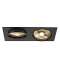 NEW TRIA 300, double, QPAR111, encastré, carré, noir, max. 2x75W, clips ressorts