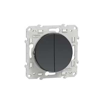 Odace, double poussoir Anthracite, à vis, connexion rapide|Schneider Electric-SCHS540216