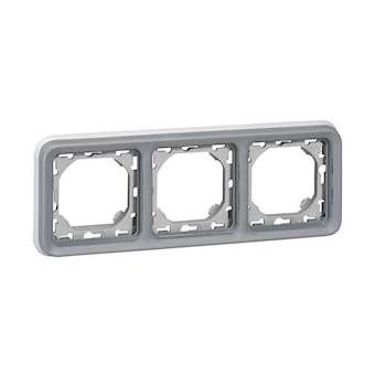 Support plaque étanche 3 postes horizontaux Plexo composable IP55 - gris|Legrand-LEG069687