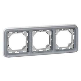 Support plaque étanche 3 postes horizontaux Plexo composable IP55 - gris|Legrand-LEG069687