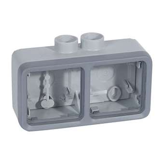 Boîtier à presse-étoupe 2 postes horizontaux PG16 Plexo composable IP55 - gris|Legrand-LEG069674