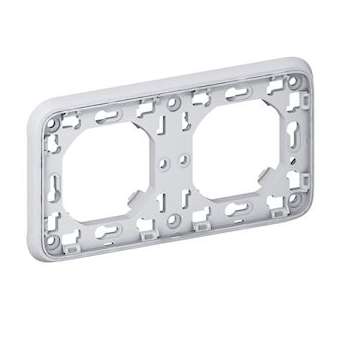 Plaque support Plexo encastré - 2 postes horizontal - Gris|Legrand-LEG069957