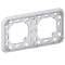 Plaque support Plexo encastré - 2 postes horizontal - Gris