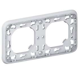 Plaque support Plexo encastré - 2 postes horizontal - Gris|Legrand-LEG069957