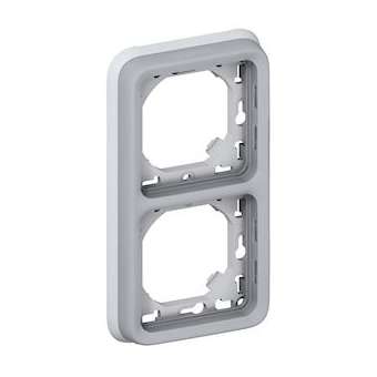 Plaque support Plexo encastré - 2 postes vertical - Gris|Legrand-LEG069958