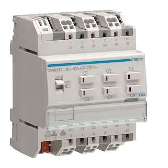 Module 6 sorties 16A/230V~ adapte pour charges capacitives / New Easy|Hager-HAGTXA606D