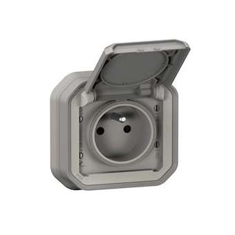 Prise de courant 2P+T Plexo complet encastré gris|Legrand-LEG069831L