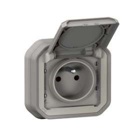 Prise de courant 2P+T Plexo complet encastré gris|Legrand-LEG069831L
