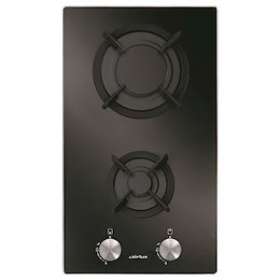 Domino verre gaz 30 cm - 2 foyers - 4 kW - Manettes frontales - Allumage 1 main|Airlux-ALXAV32HBK