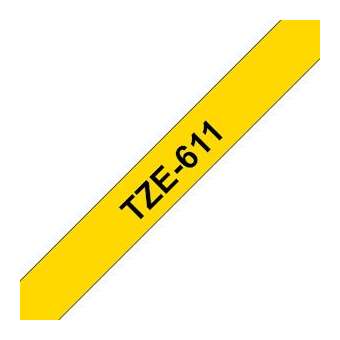 Ruban TZe611, 6mm Noir sur fond Jaune, Laminé, 8M|Brother france-BRTTZE611