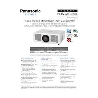 PANASONIC - Vidé,oprojecteur Laser 6500 Lumens WXGA (1280 x 800) sans optique|-IVVPT-MW630L