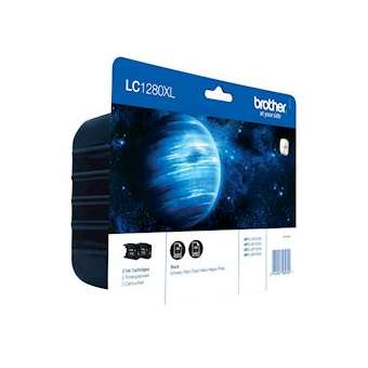 Pack blister de 2 cartouches d'encre noire haute capacité (2400 pages) p|Brother france-BRTLC1280XLBKBP2