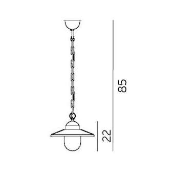 KARLSTAD CHAINE patine rouille 57W halogène max./E27 cl II IP55 verrerie claire|Norlys-NOS230ARO